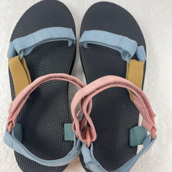 Teva Black Multi Pastel Color Block Universal Flatform Sport Sandal  Size 10 - Picture 6 of 7